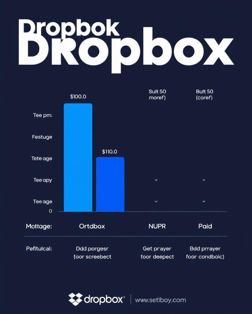 Bar chart comparing Dropbox's free and paid plans in terms of storage and features